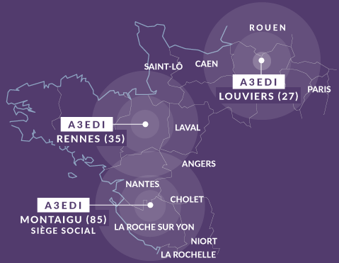 Carte de zone d'intervention spécialiste génie climatique